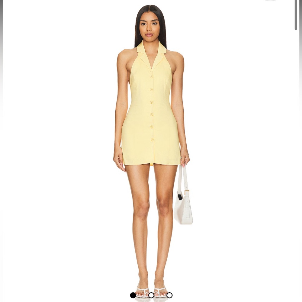 Revolve SNDYS Yellow button down mini dress